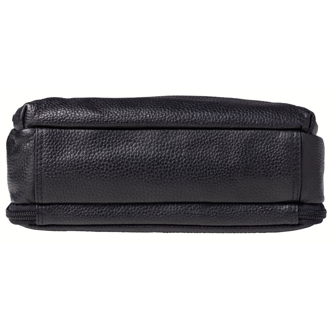 Concealed Carry Zoe Leather Crossbody in Black – bottom view