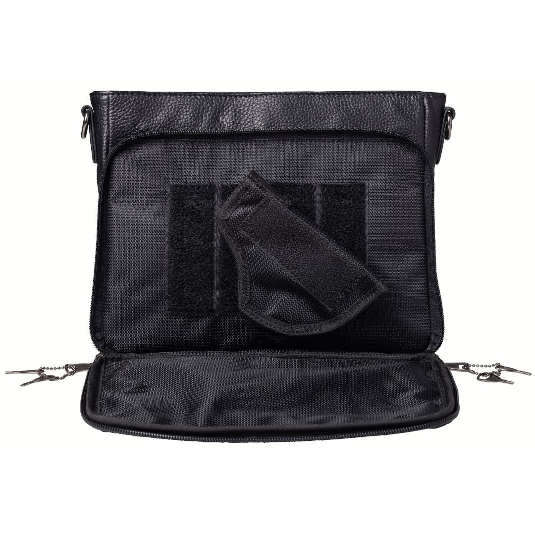 Concealed Carry Zoe Leather Crossbody in Black – holster compartment