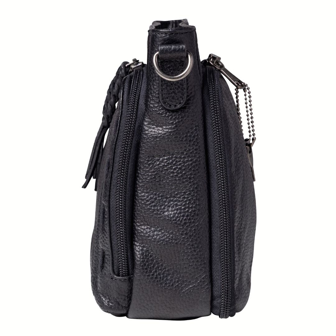 Concealed Carry Zoe Leather Crossbody in Black – side view