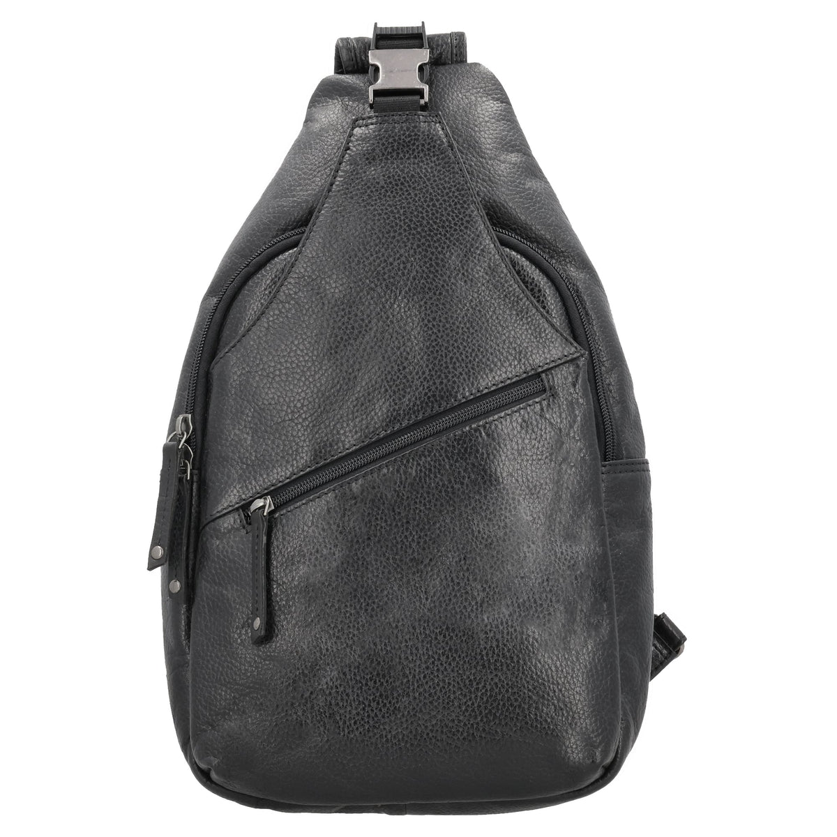Concealed Carry Unisex Grayson Buffalo Leather Sling in Black – front view