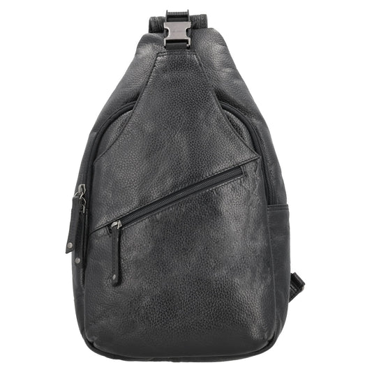 Concealed Carry Unisex Grayson Buffalo Leather Sling in Black – front view