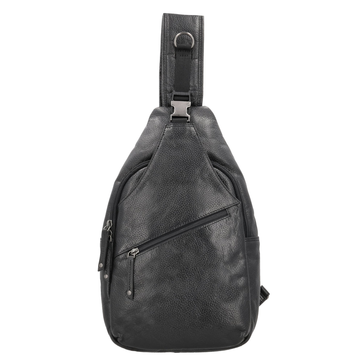 Concealed Carry Unisex Grayson Buffalo Leather Sling in Black – front view 2