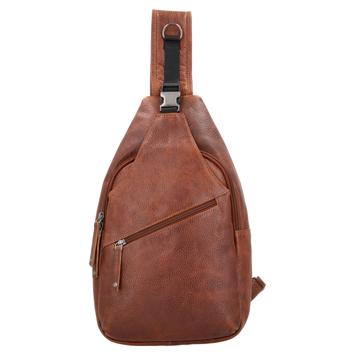 Concealed Carry Unisex Grayson Buffalo Leather Sling in Cognac – front view 2