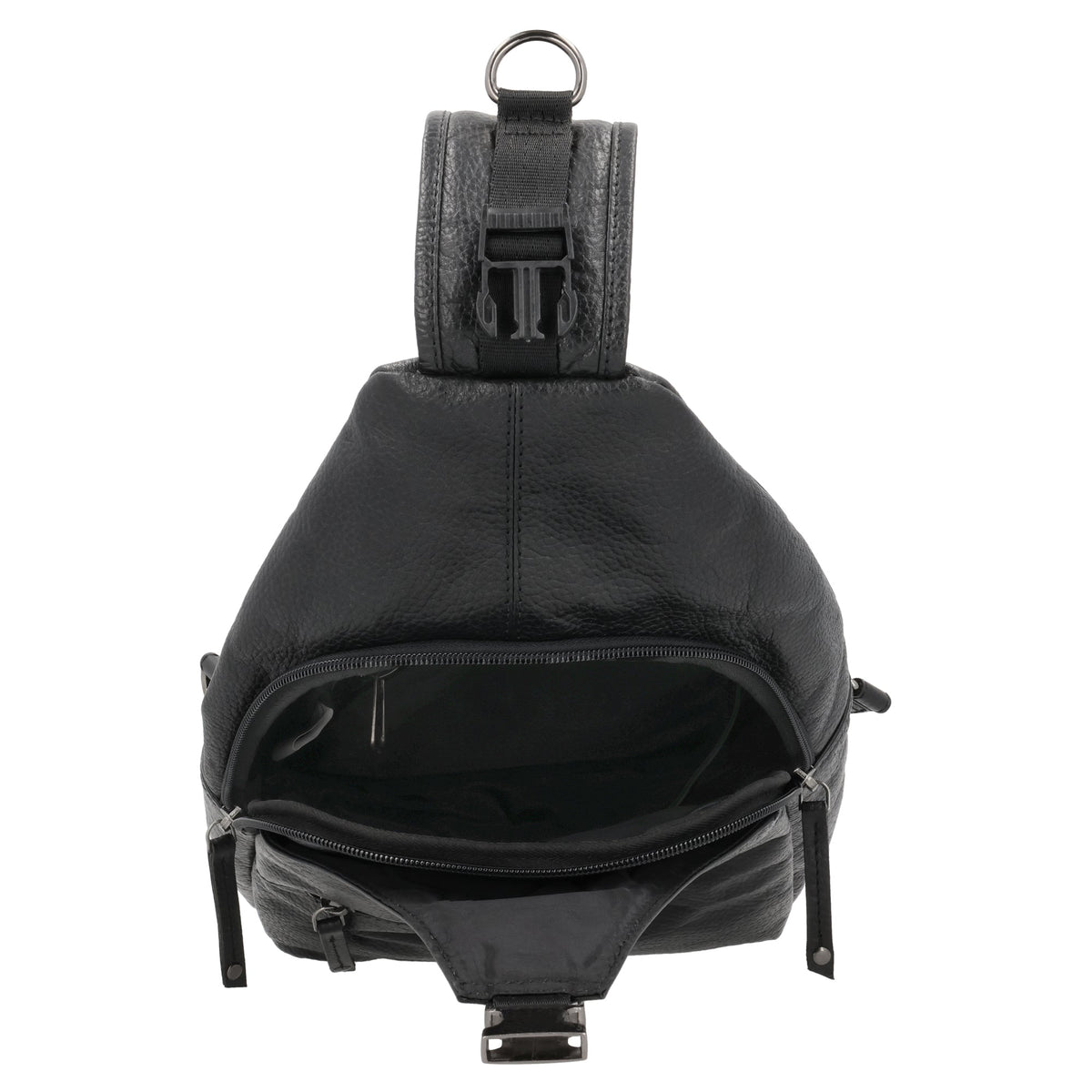Concealed Carry Unisex Grayson Buffalo Leather Sling in Black – interior view