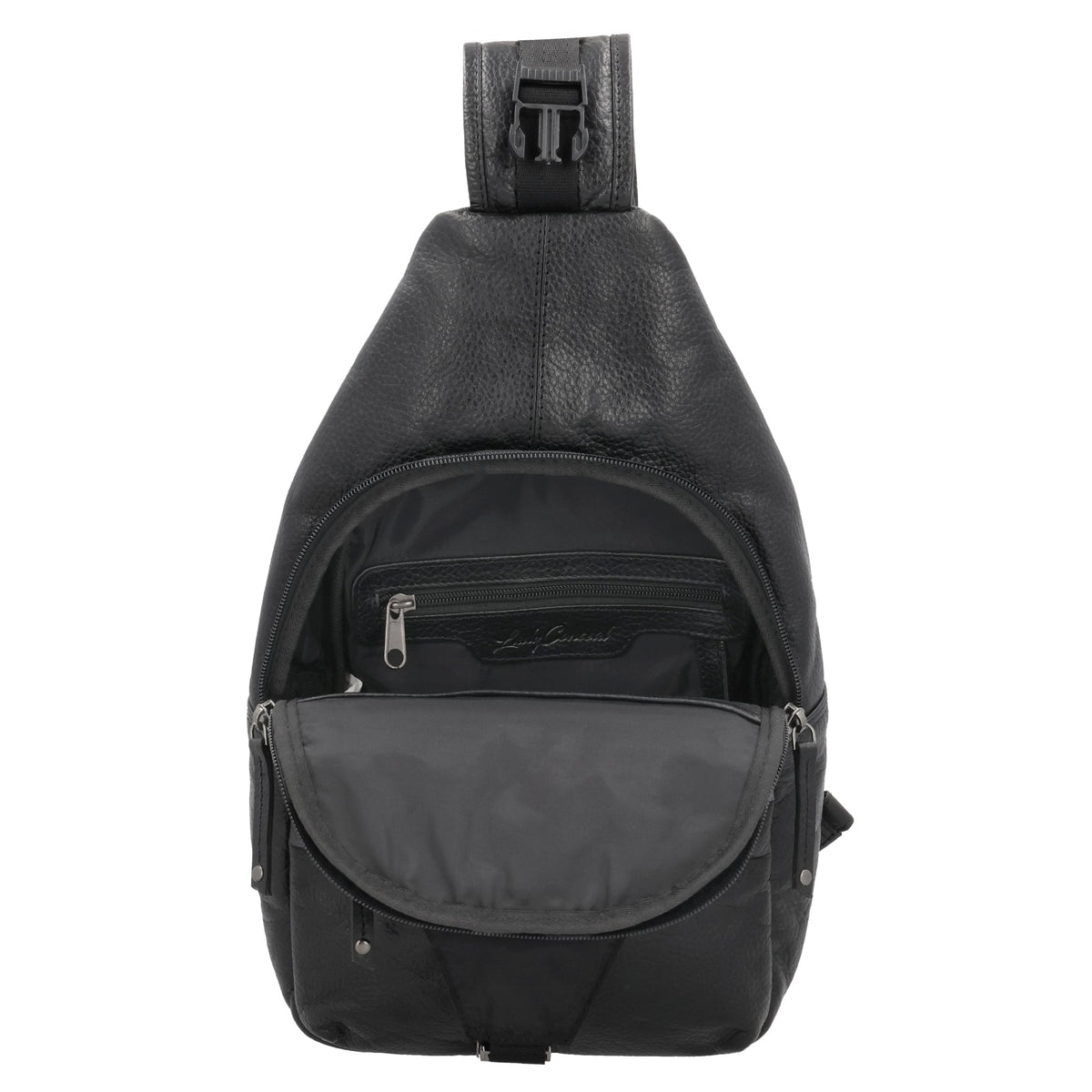 Concealed Carry Unisex Grayson Buffalo Leather Sling in Black – interior view 2