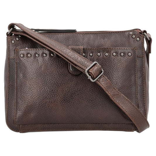 Concealed Carry Leah Buffalo Leather Crossbody with Wallet in Dark Brown – wallet detail