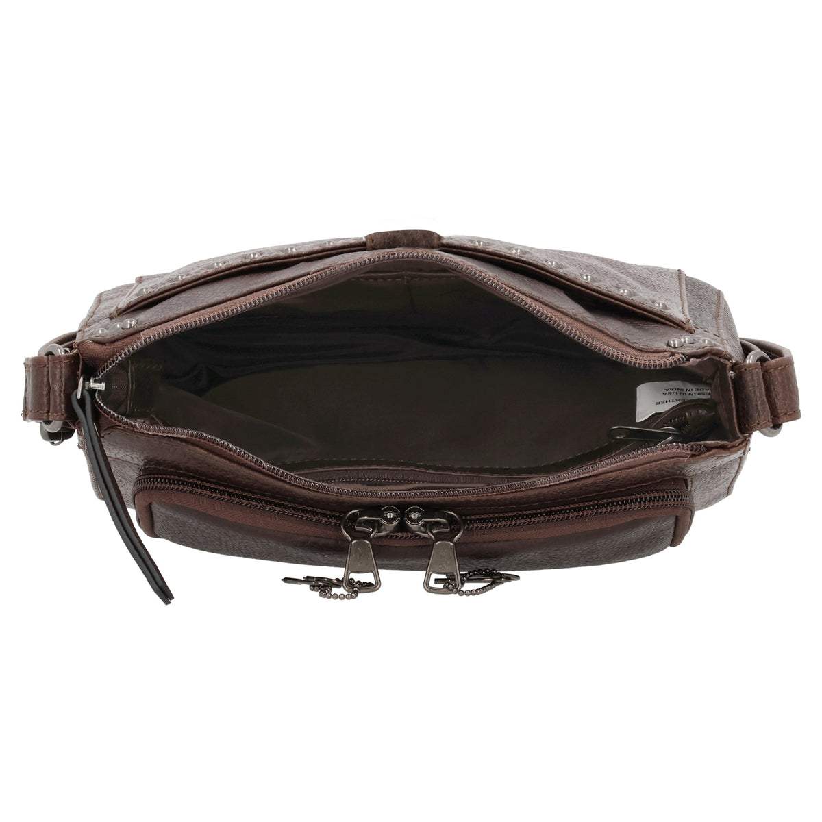 Concealed Carry Leah Buffalo Leather Crossbody with Wallet in Dark Brown – interior view