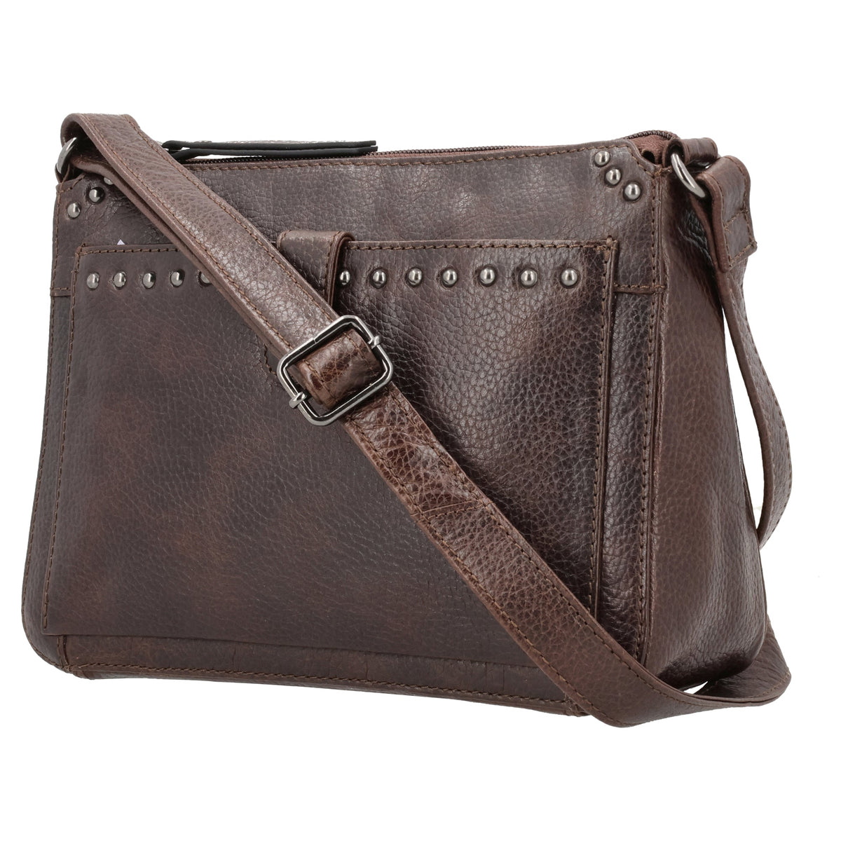 Concealed Carry Leah Buffalo Leather Crossbody with Wallet in Dark Brown – side view