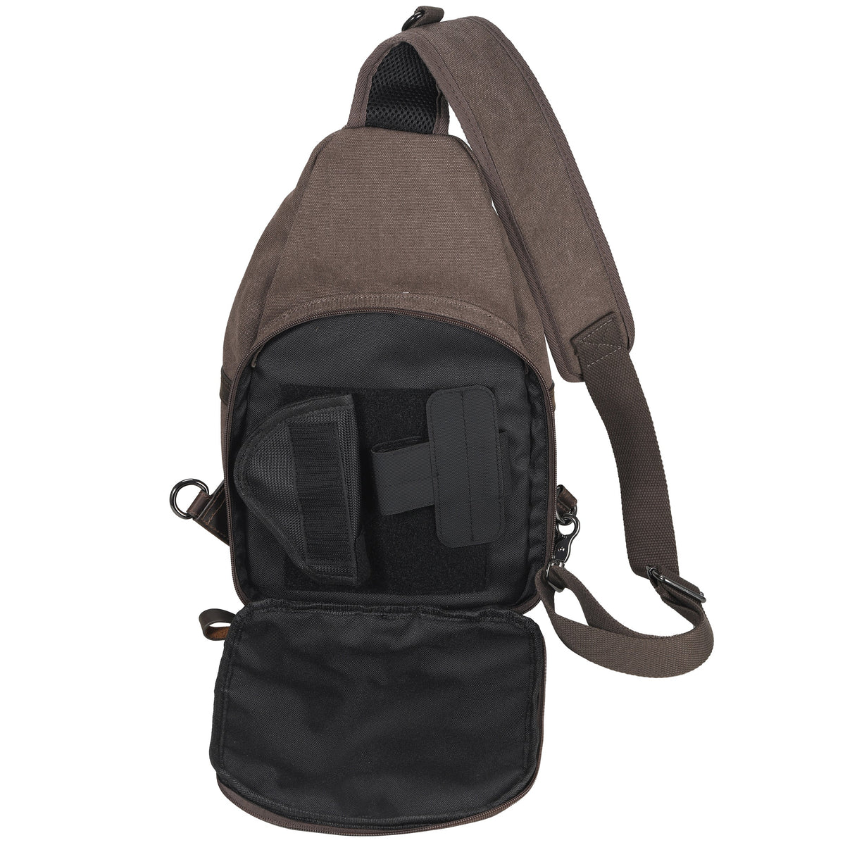 Concealed Carry Colt Canvas Sling in Dark Brown – concealment pocket
