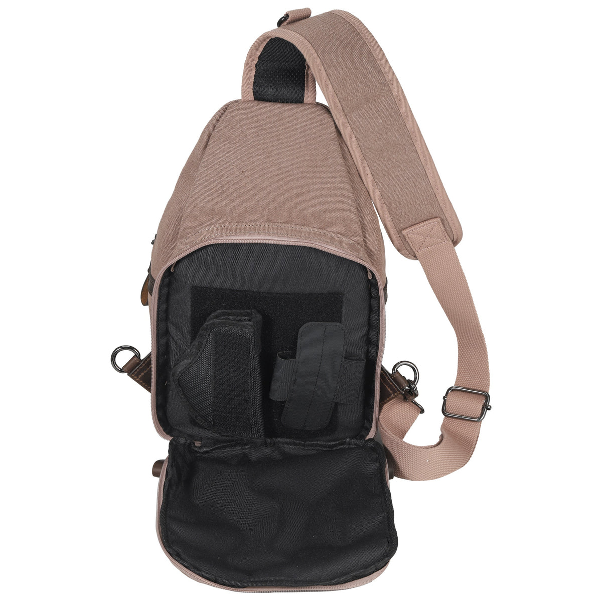 Concealed Carry Colt Canvas Sling in Light Brown – concealment pocket