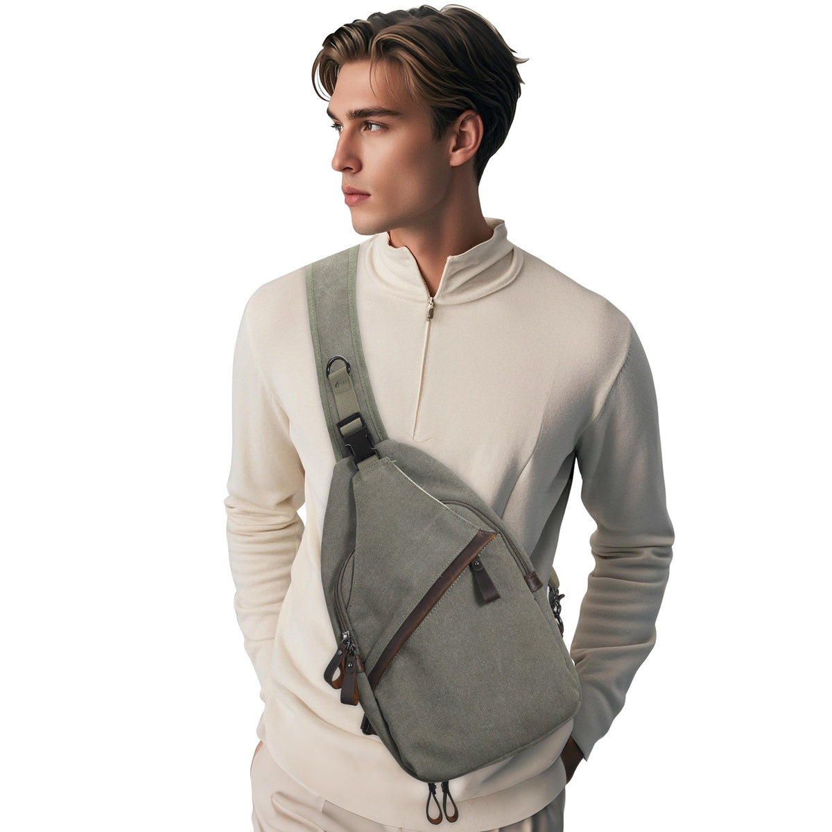 Concealed Carry Colt Canvas Sling in Olive – worn by model