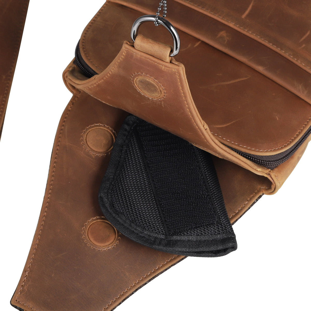 Concealed Carry Unisex Dakota Leather Sling in Cognac / Regular – concealment pocket