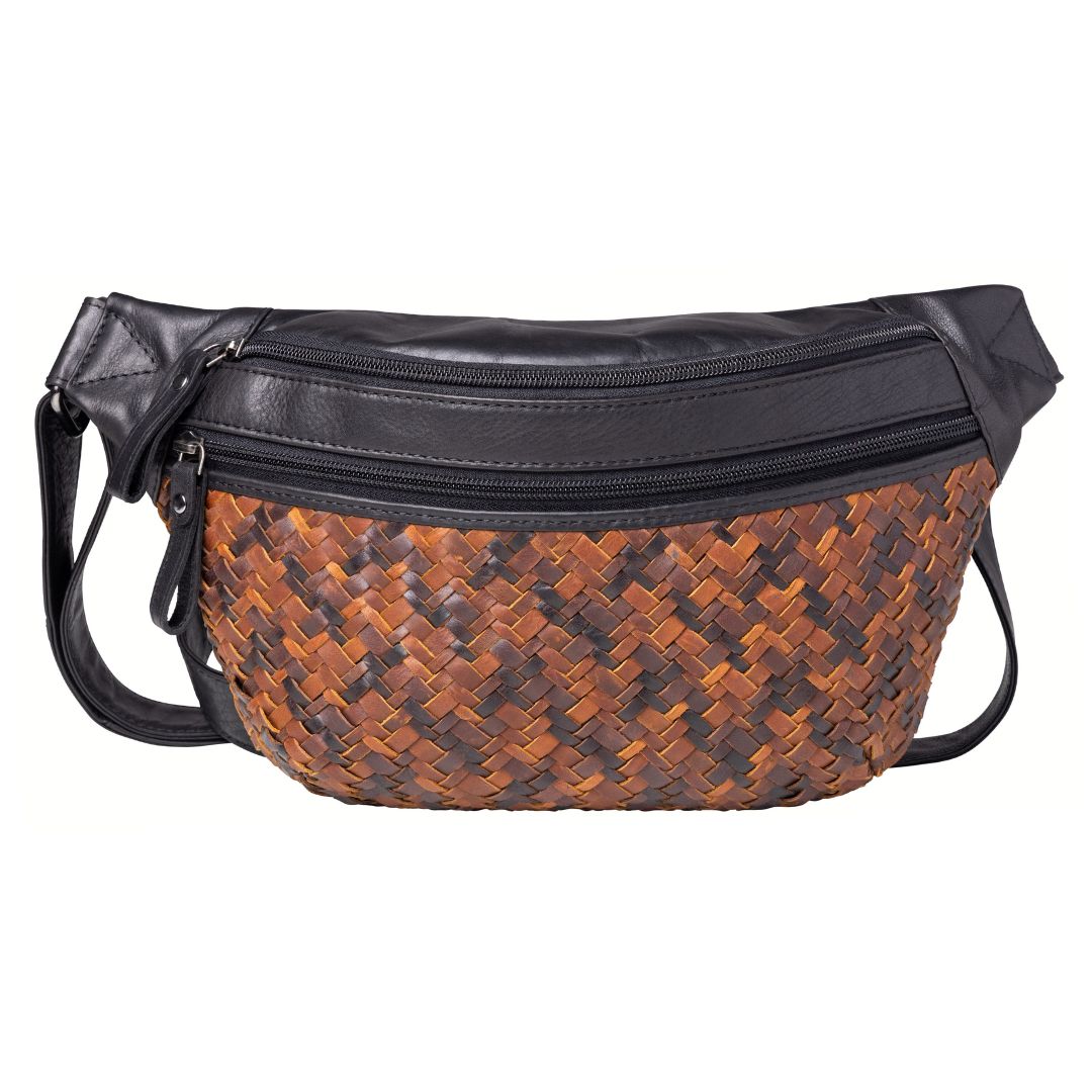 Concealed Carry Haisley Woven Magnetic Leather Sling – front view