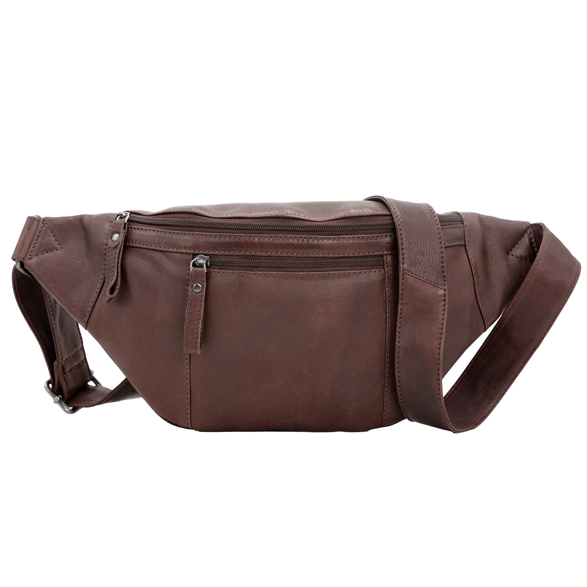 Concealed Carry Charlie Magnetic Leather Sling in Dark Brown – front view