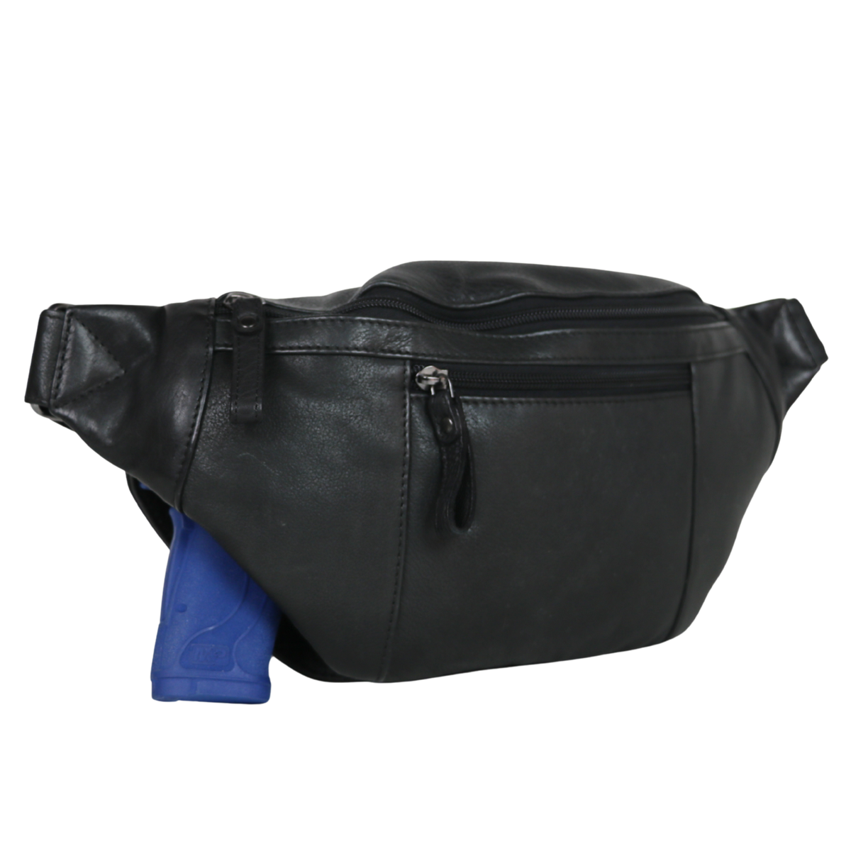 Concealed Carry Charlie Magnetic Leather Sling in Plum – shown with handgun 3