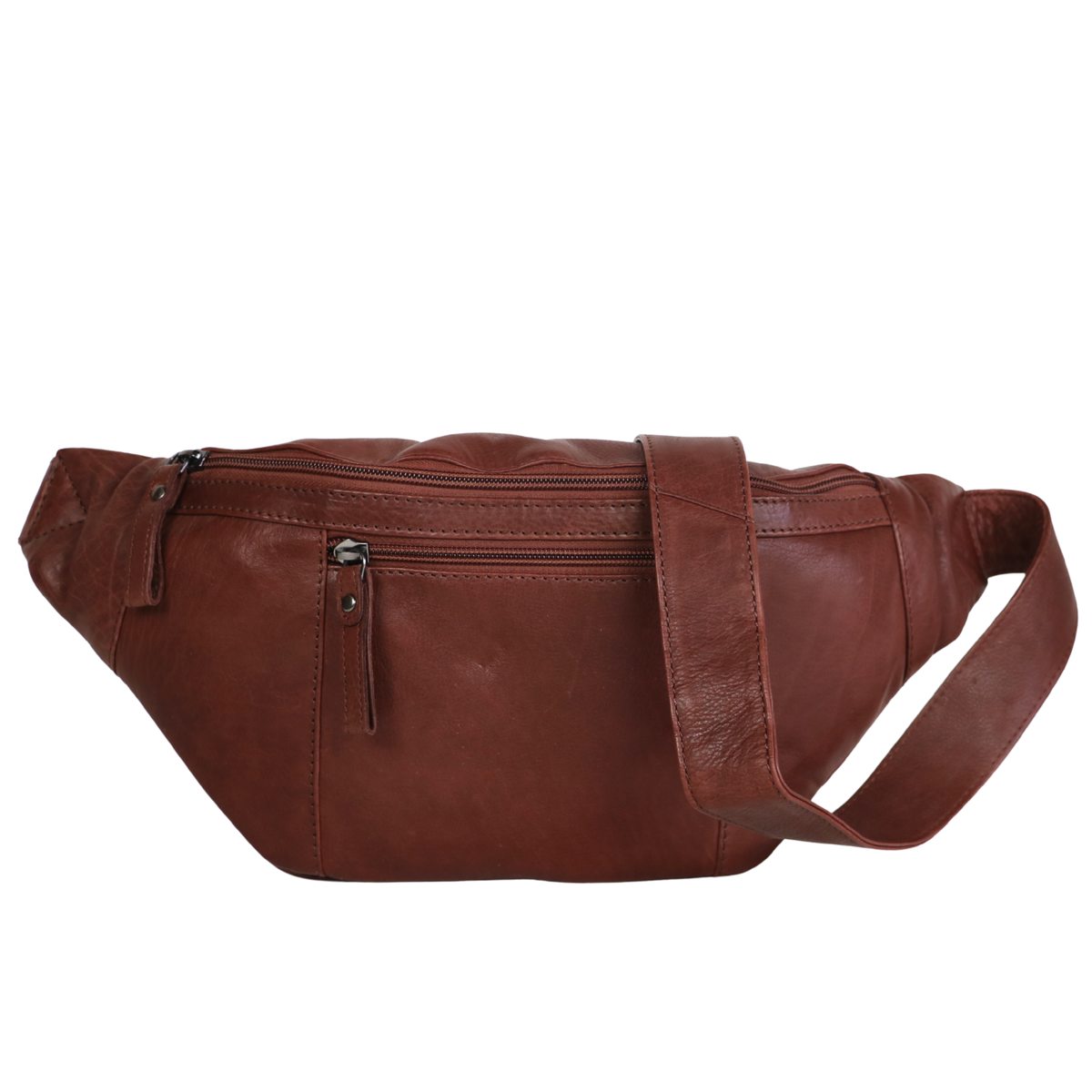 Concealed Carry Charlie Magnetic Leather Sling in Plum – front view 2