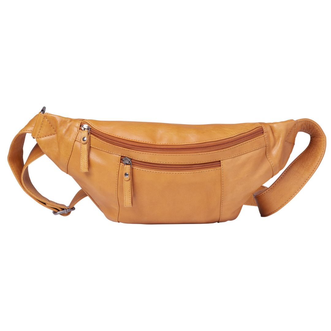 Concealed Carry Charlie Magnetic Leather Sling in Tan – front view