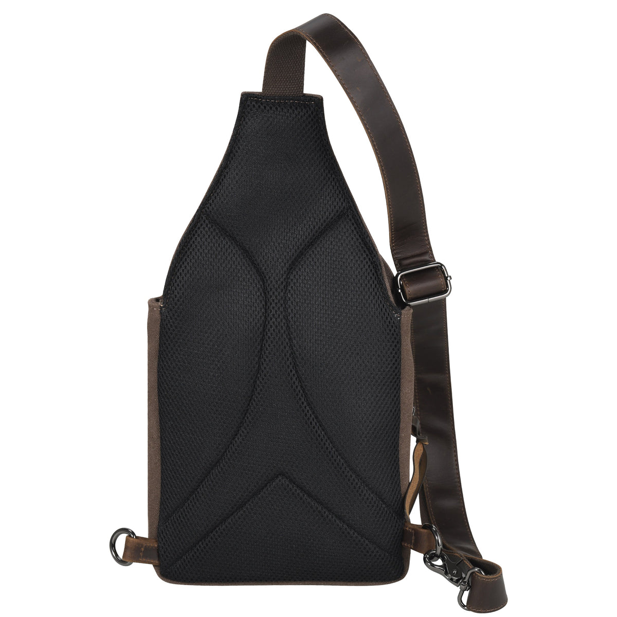 Concealed Carry Sling Bag in Dark Brown – back view