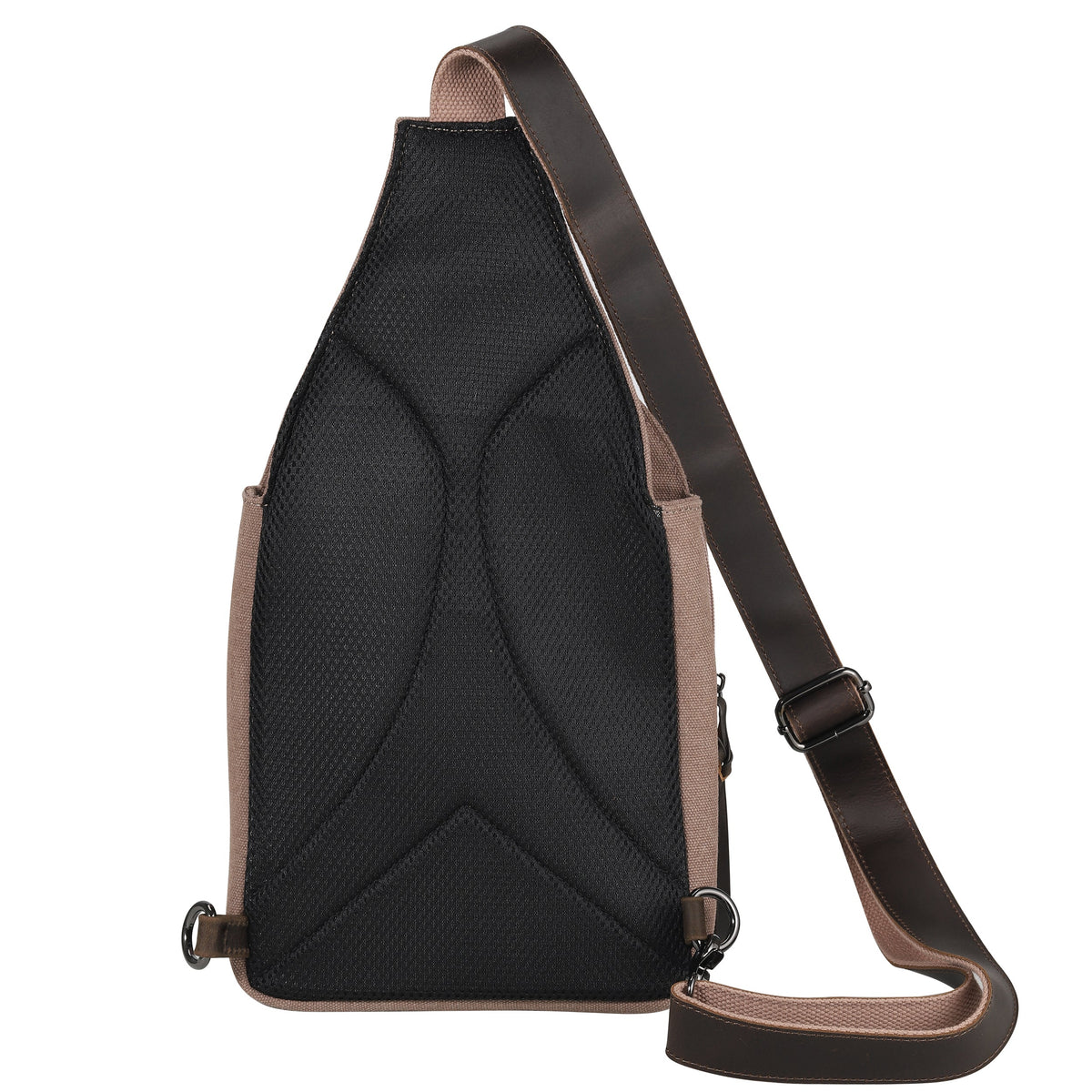 Concealed Carry Sling Bag in Light Brown – back view