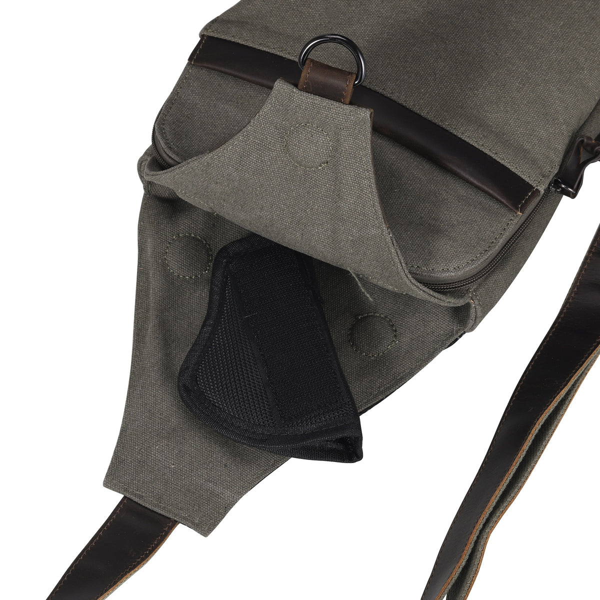 Concealed Carry Sling Bag in Olive – concealment pocket
