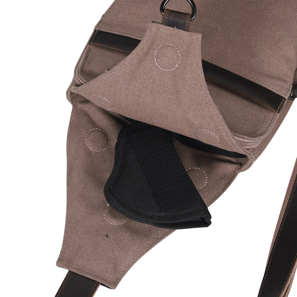 Concealed Carry Sling Bag in Light Brown – concealment pocket