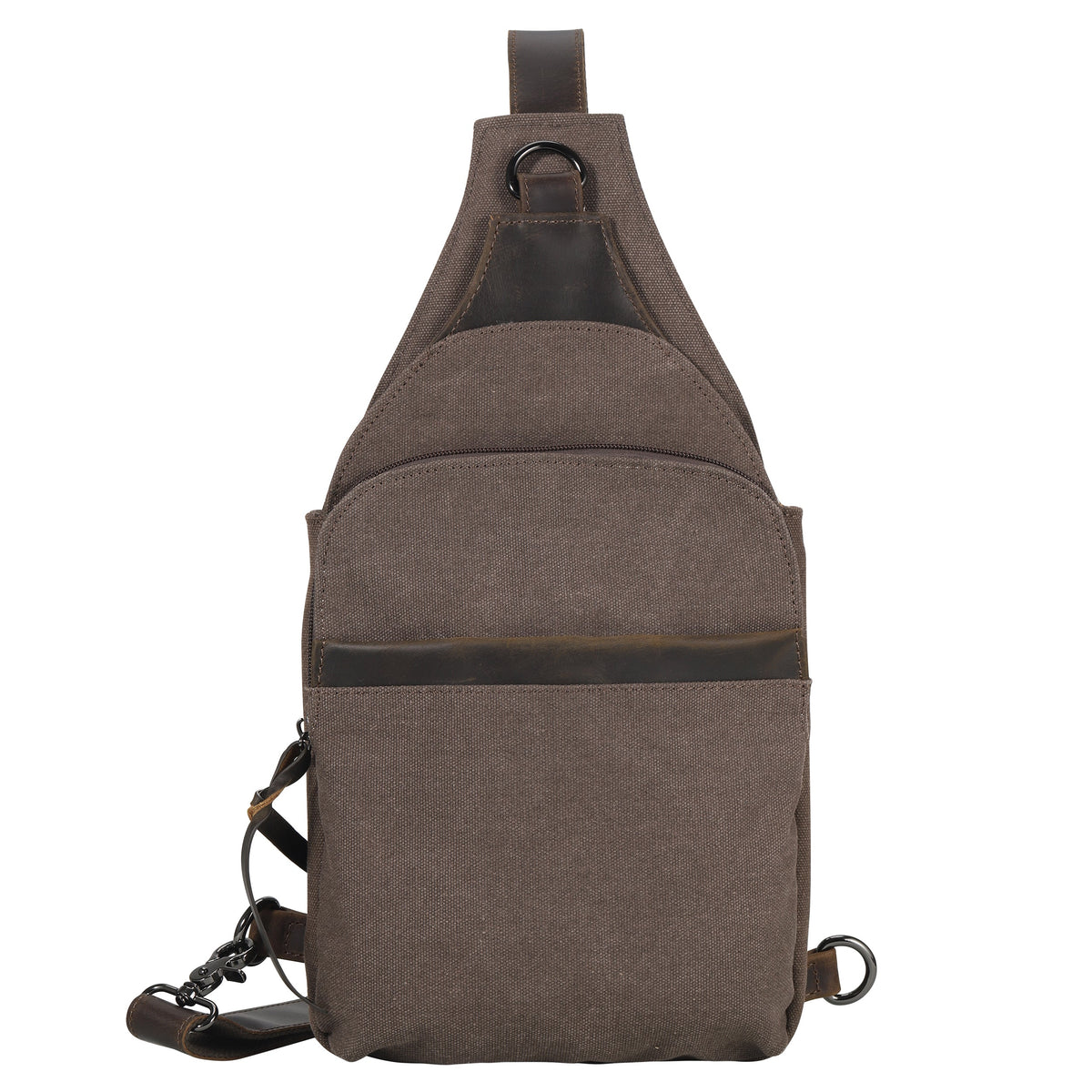Concealed Carry Sling Bag in Dark Brown – front view