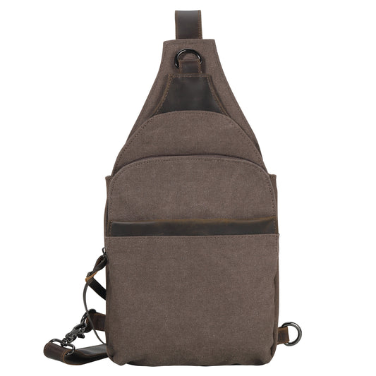 Concealed Carry Sling Bag in Dark Brown – front view