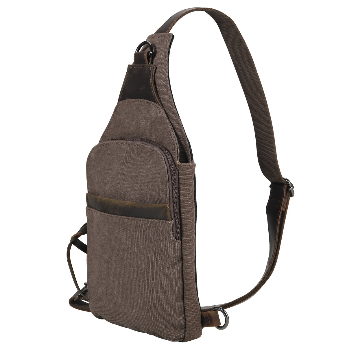 Concealed Carry Sling Bag in Dark Brown – side view