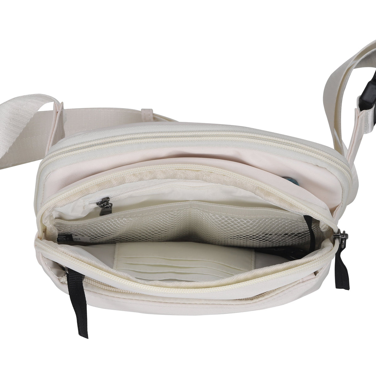 Concealed Carry Molly Nylon Fanny Pack/Sling in Cream – interior view