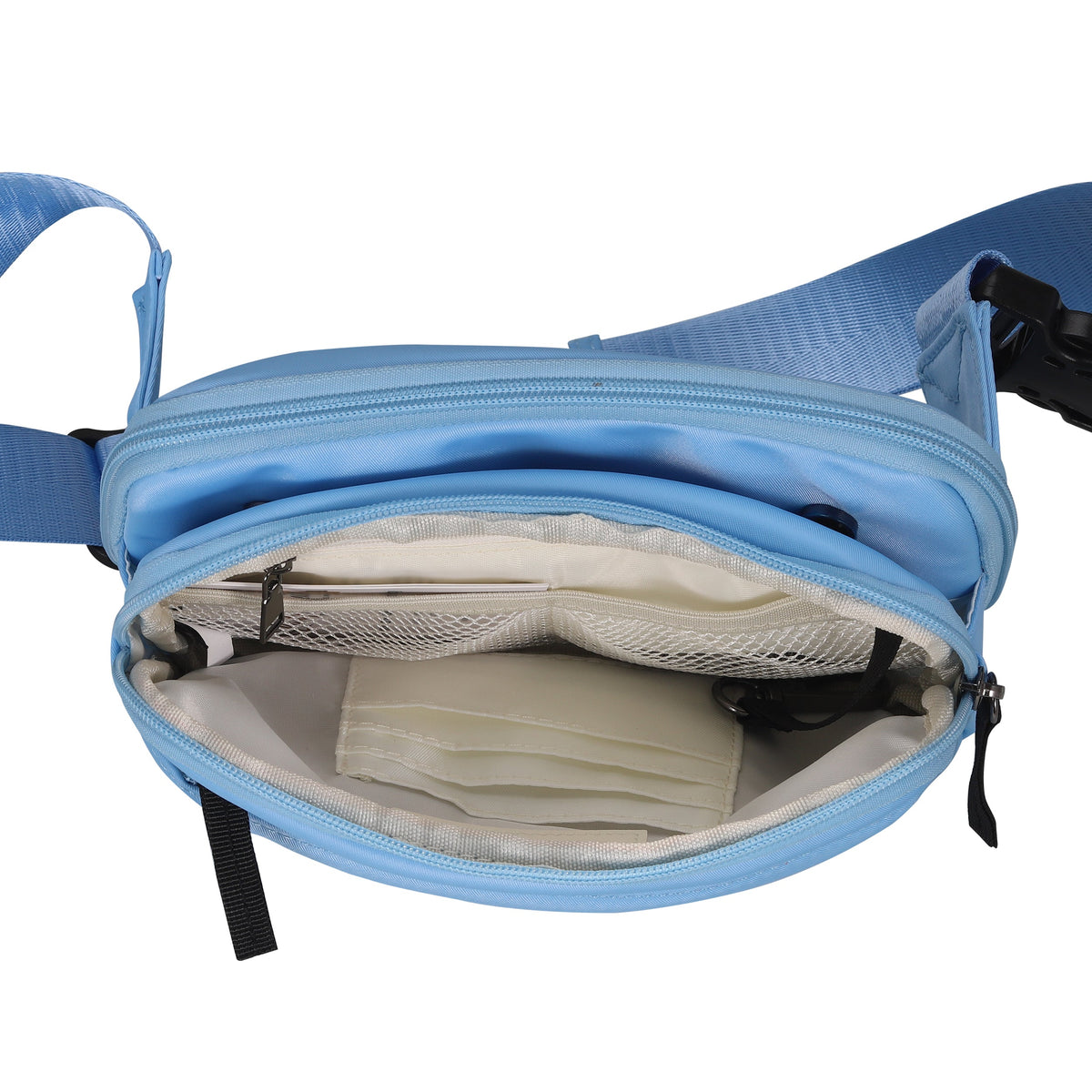 Concealed Carry Molly Nylon Fanny Pack/Sling in Sky Blue – interior view