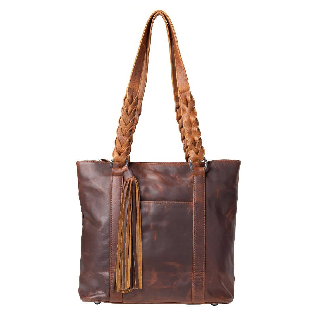 Bella Concealed Carry Leather Tote in Cognac – front view