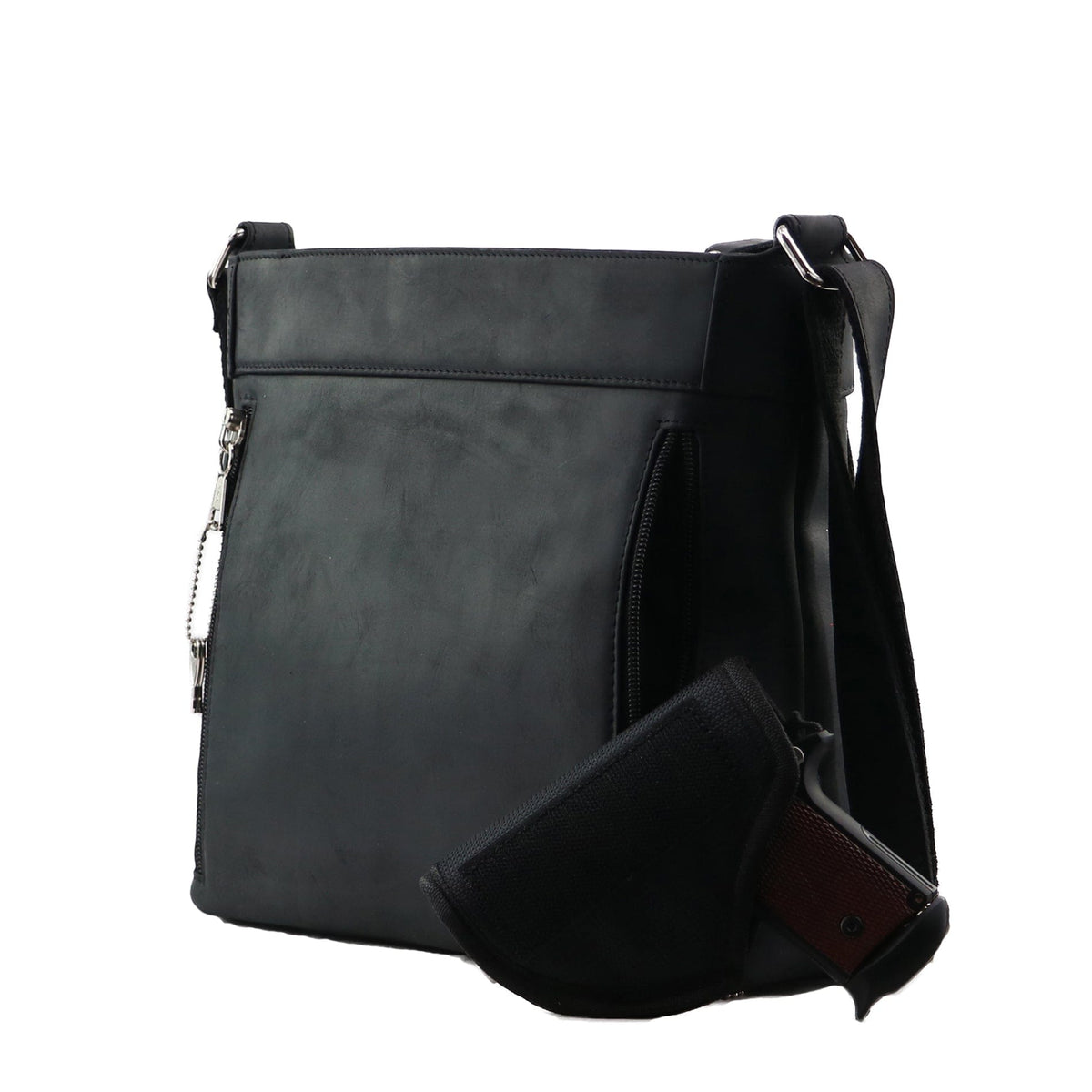 Delaney Concealed Carry Crossbody in Dark Mahogany – holster compartment