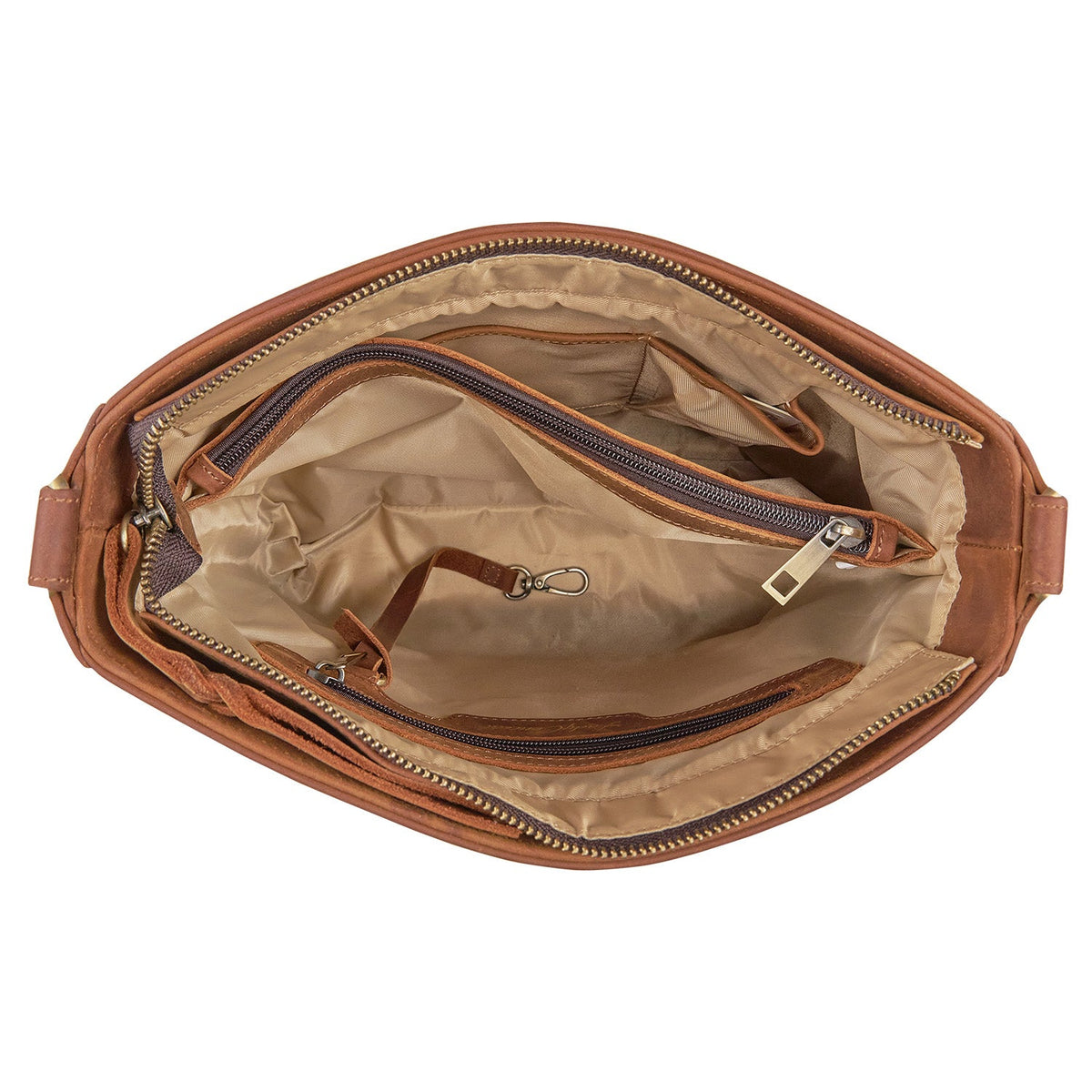 Delaney Concealed Carry Crossbody in Distressed Dark Brown – interior view