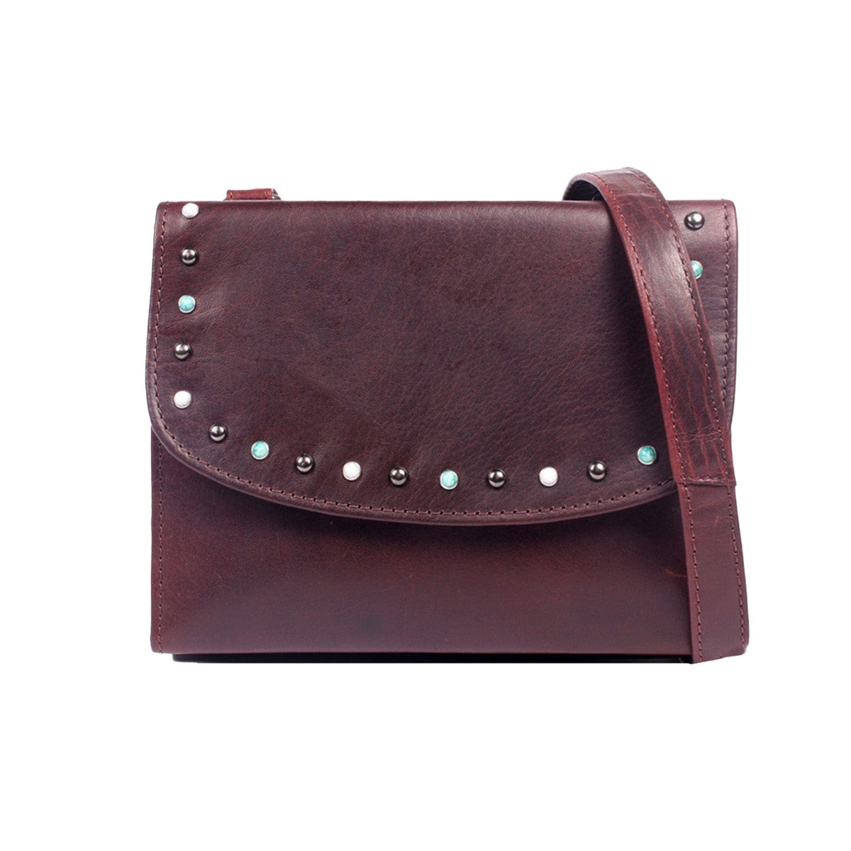 Concealed Carry Raelynn Buffalo Leather Crossbody RFID Organizer in Burgundy – concealment pocket