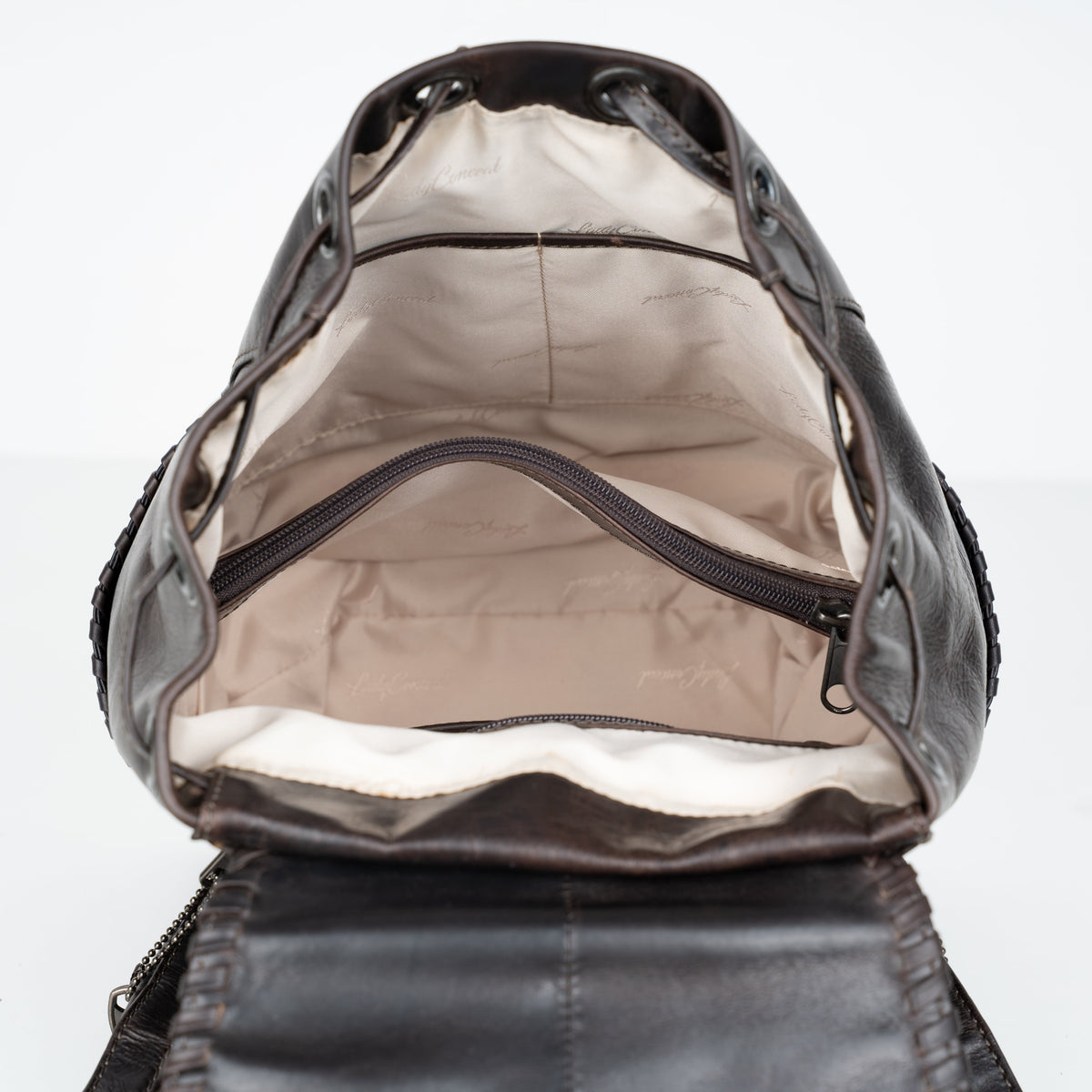 Concealed Carry Allie Leather Backpack in Gray – interior view