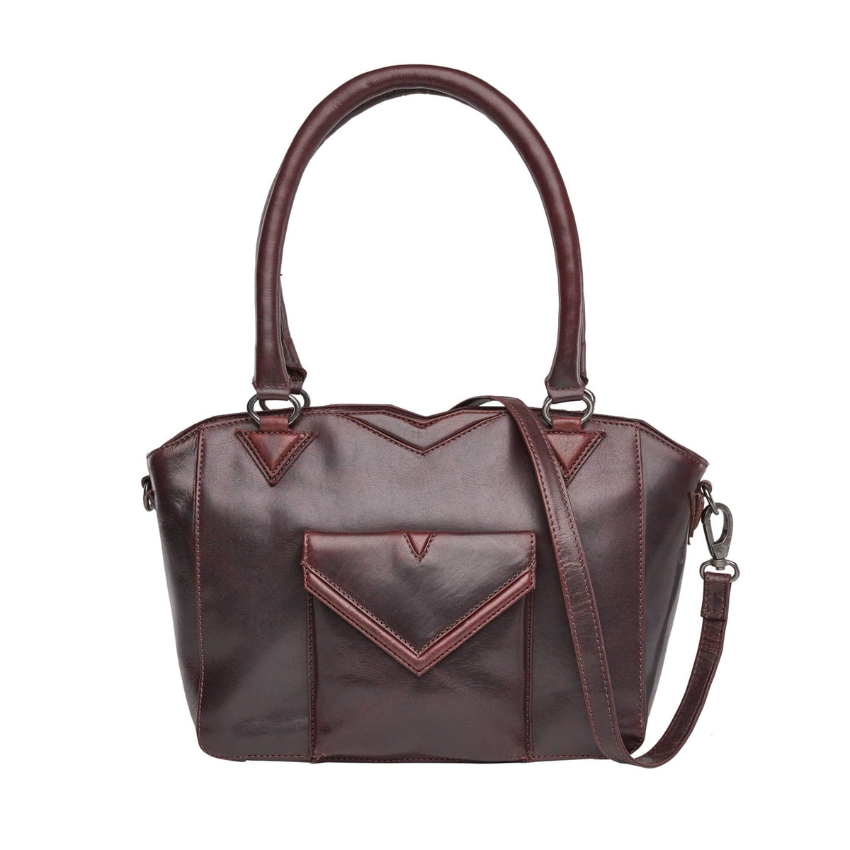 Concealed Carry Aubrey Leather Satchel – front view