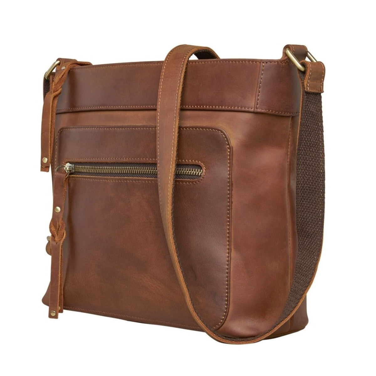 Delaney Concealed Carry Crossbody in Distressed Dark Brown – side view
