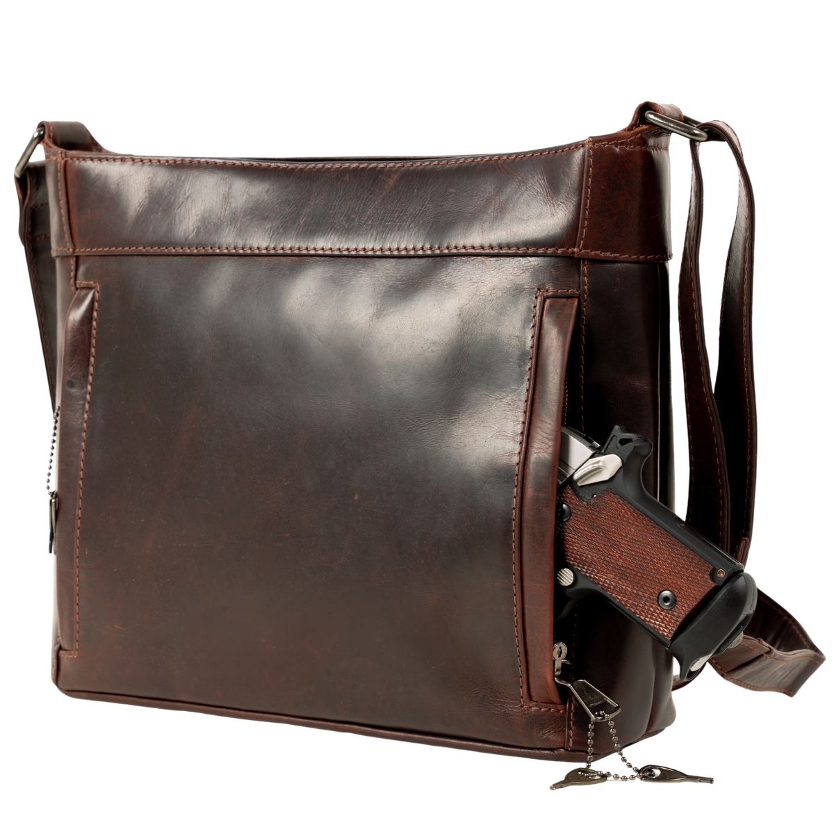 Delaney Concealed Carry Crossbody in Dark Mahogany – concealment pocket