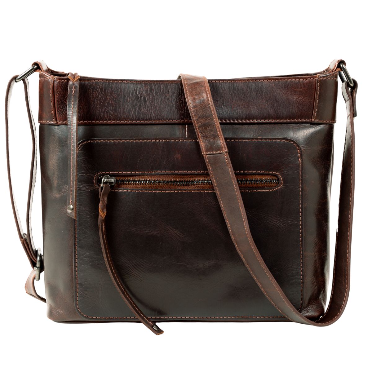 Delaney Concealed Carry Crossbody in Dark Mahogany – front view
