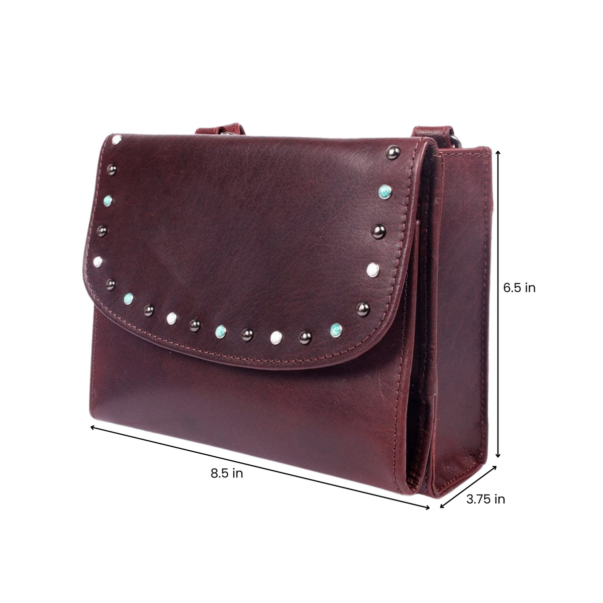 Concealed Carry Raelynn Buffalo Leather Crossbody RFID Organizer in Burgundy – additional view 1