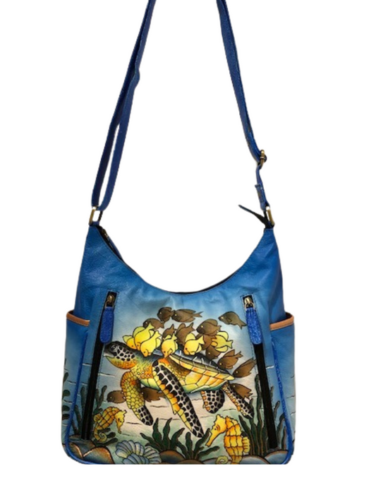 Concealed by Janko Under the Sea Hand Painted On Genuine Leather Conceal and Carry Handbag
