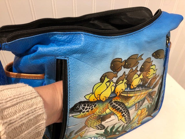 Concealed by Janko Under the Sea Hand Painted On Genuine Leather Conceal and Carry Handbag