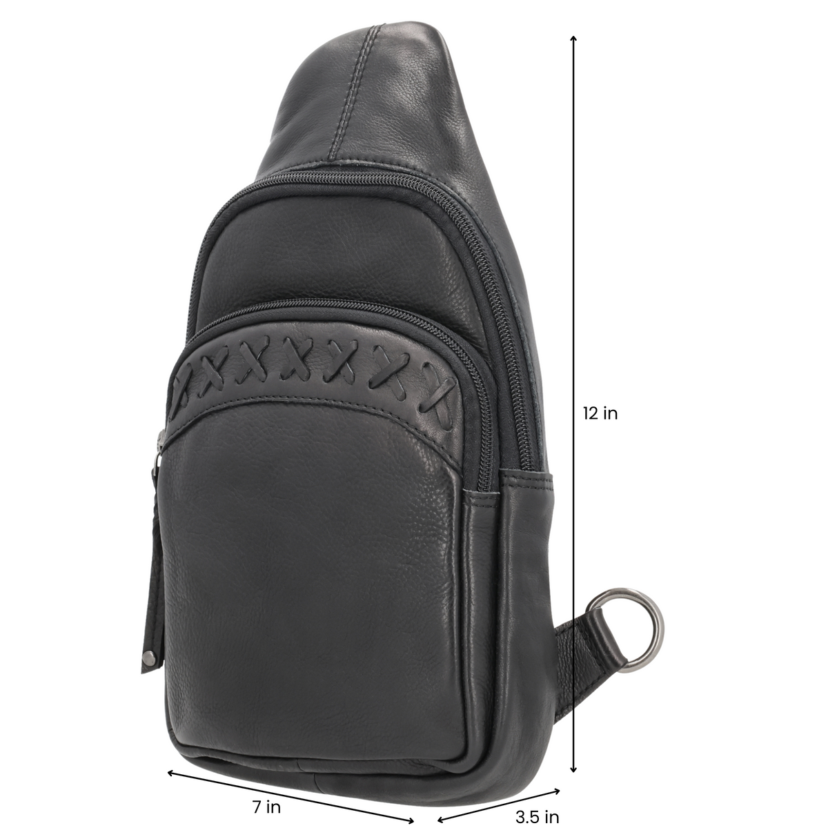 Concealed Carry Unisex Taylor Leather Sling Backpack in Black – additional view 1