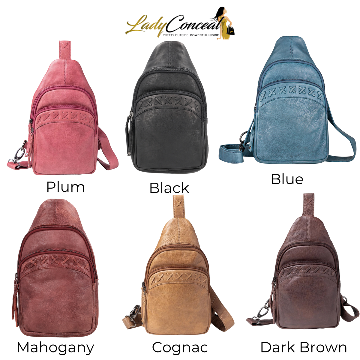 Concealed Carry Unisex Taylor Leather Sling Backpack in Dark Brown – additional view 1
