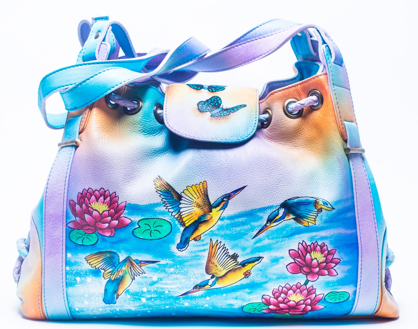 Concealed By Janko Three Birds Flying Conceal and Carry Handbag Genuine Leather Hand Painted