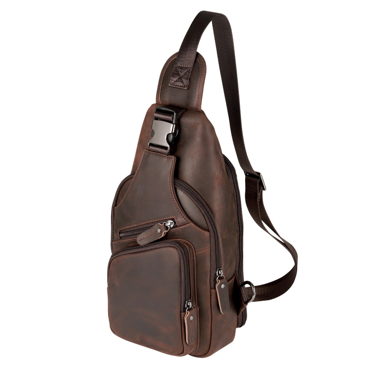 Concealed Carry Xander Leather Sling in Distressed Brown – side view 2