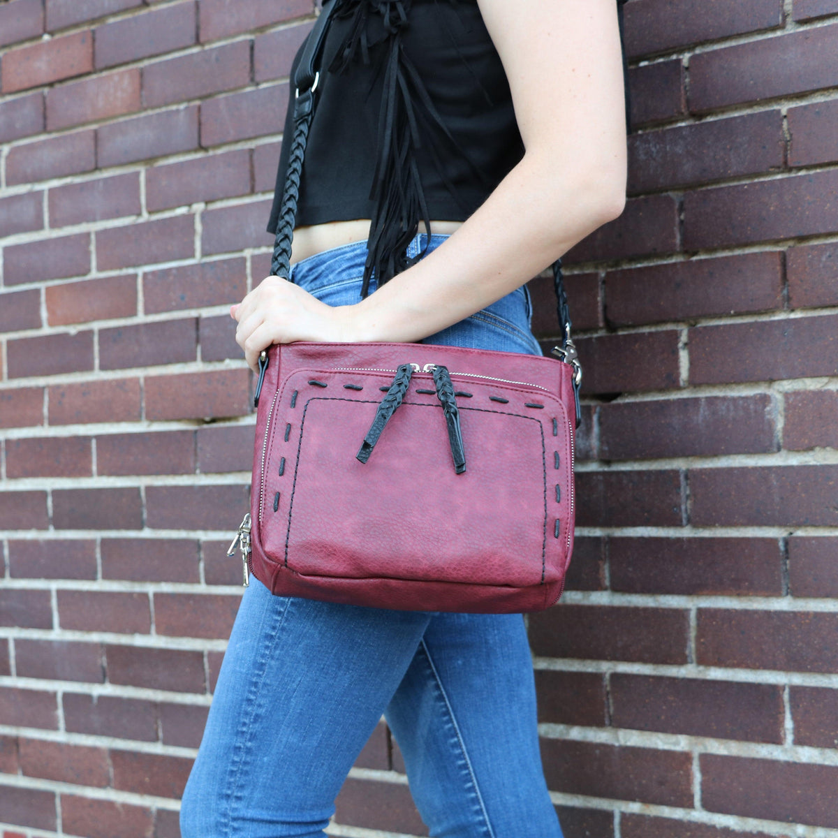 Skylar Concealed Carry Crossbody Organizer in Burgundy – additional view 1